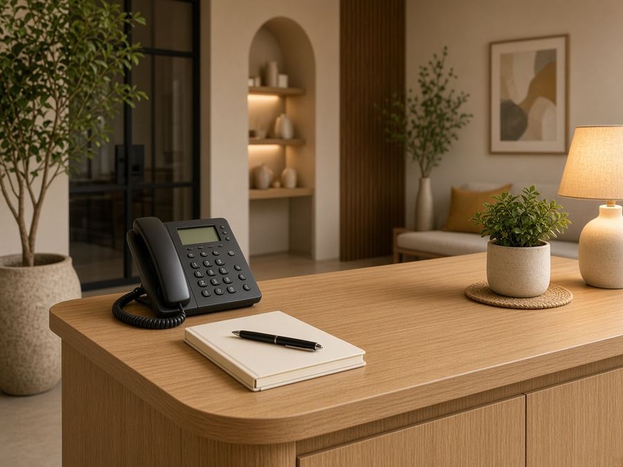 Contact desk at Swiftforge Workshops in Manama